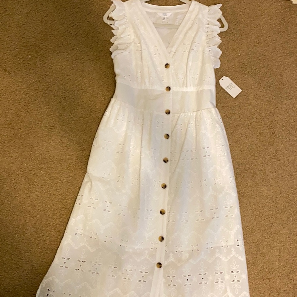 Summer White Eyelet Midi Dress NWT